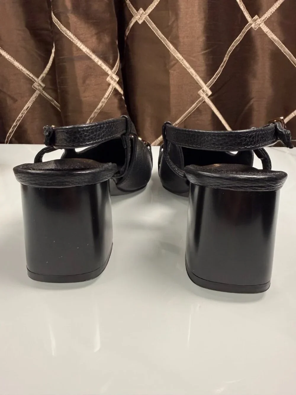 Newbella Black Horsebit Slingback Block Heel Pumps Size 9